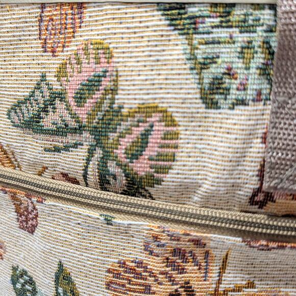 Vtg J Garden Butterfly Tapestry 14" Canvas Tote Bag Zipper Closure Reusable Bag - Picture 12 of 16
